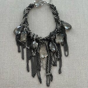 BCBGMaxAzria • Fringe Chain Crystal Statement Necklace